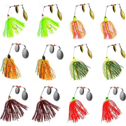 Fishing Lures Buzzbait 12pcs/lot Hard Metal Spinner Bait Kit Jigs Lure For Bass Pike Trout Salmon Freshwater Saltwater Fishing