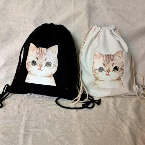 Fresh art printed Bundle pocket dual purpose travel strap drawstring bag student cartoon Backpack drawstring pouch