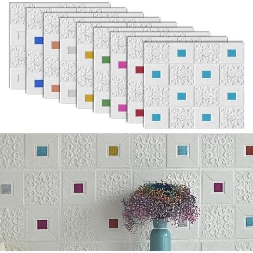 Self Adhesive Waterproof Ceiling Wall Stickers Roof Decoration Wallpaper DIY Home Decor Room Kitchen TV 3D Foam Decorative Panel