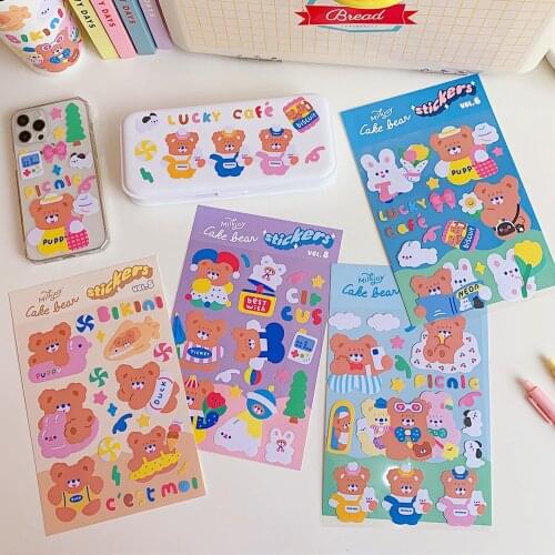 Kawaii Bear Removable Sticker DIY Scrapbook photo album diary mobile computer water cup gift sealing decoration sticker