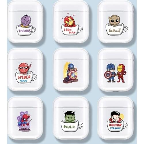 Marvel Iron Man Silicone Wireless Bluetooth Earphone Case for Air Pods 2 Box Storage Bag for AirPods 1 Protective Soft Cover