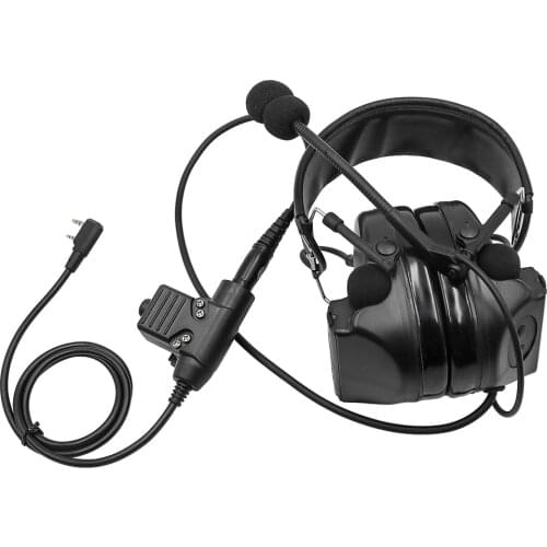 Tactical Headset Comtac II Military Headphones Noise Reduction Pickup earphone Ear Protection Shooting earmuffs BK+ U94 PTT Plug