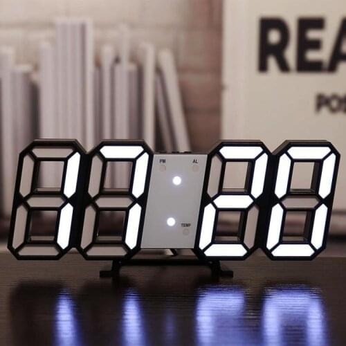 Smart Brightness Control 3D LED Modern Digital Alarm Wall Clock for Office Home Decor