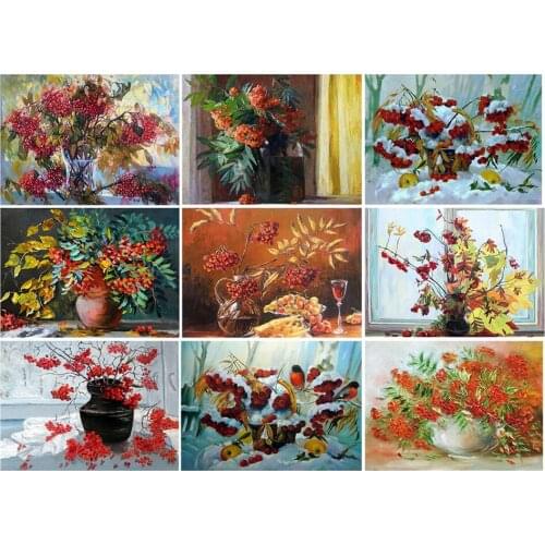 Yumeart DIY Rowan Diamond Painting Full Square Diamond Embroidery Cross Stitch Flowers Picture of Rhinestones Mosaic Wall Decor