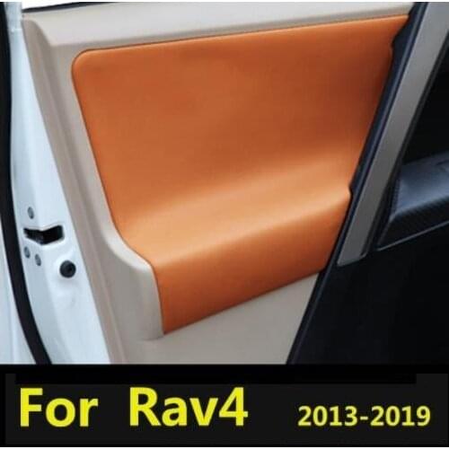 4Pcs/SET Microfiber Leather Car Door Armrest Panel Protective Cover For Toyota RAV4(2013-2019) car interior accessories