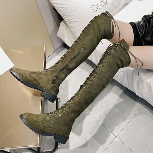 Sexy Over The Knee Boots Women 2021 New Platform Long Boots Shoes Woman Autumn Winter Lace Up Thigh High Boots Plus Size 34-43