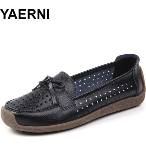 YAERNI Summer New Breathable Flat White Shoes Womens Shoes Hole Womens Shoes Peas Shoes Casual Shoes 2021