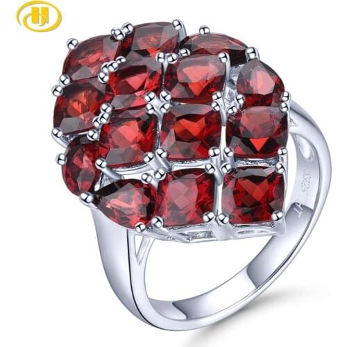 Natural Garnet Sterling Silver Rings Women Wedding Engagement 9.12 Carats Natural Gemstone Fine Jewelry Design Classic Style