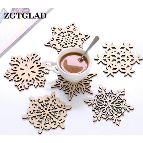 1 Piece wood coaster kitchen christmas placemat table mat decorations for home cup drink mug tea coffee snowflake pad drink