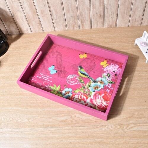 1PC Random Color Creative Colorful Wood Storage Trays Octangles Tea Tray Pack Snacks Drinks Organizer Plates ENU 004