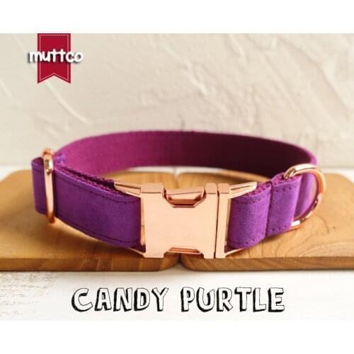 10pcs/lot MUTTCO wholesale self-design new style THE CANDY PURPLE handmade poly satin and nylon purple 5sizes dog collar UDC029M