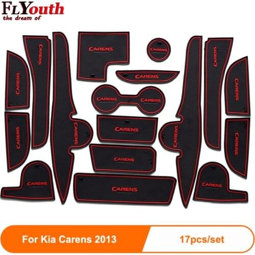 17Pcs Non-Slip Interior Door Pad Cup Mat Door Gate Slot Mat Case For Kia Carens 2013 Auto Accessories Car Styling
