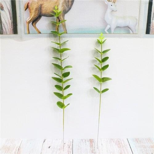 20Pcs/lot Plastic 3D Printing Eucalyptus Leaf Branch Small Money Leaf Fake Plants Flower wall Wedding Material Decorations Home