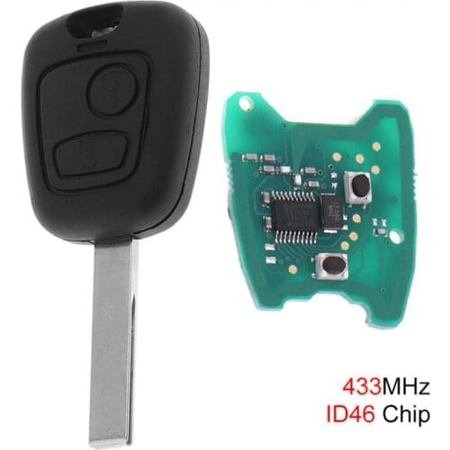 433MHz 2 Buttons Remote Car Key with ID46 Chip and HU83 Blade for Citroen 73373067C Peugeot 307 2000-2017
