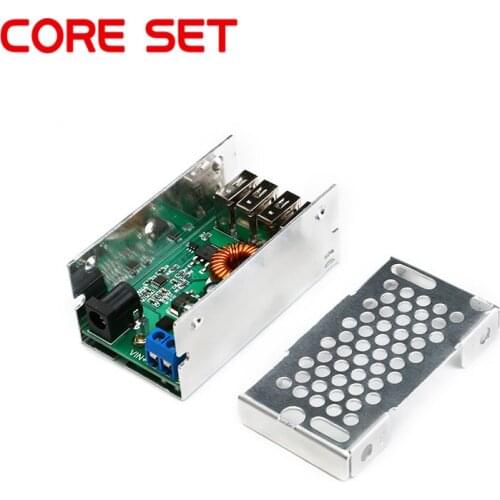 4USB Output Buck Converter Step Down Power Supply Module DC-DC 9V - 36V To 25W 5V 5A with Aluminum Shell For Phones