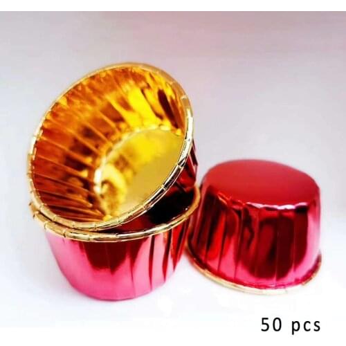 50Pcs/Set Coated Paper Pastry Tools Pure Colors Cake Paper Cups Cake Wrappers Tray Case Party Supplies Baking Cup