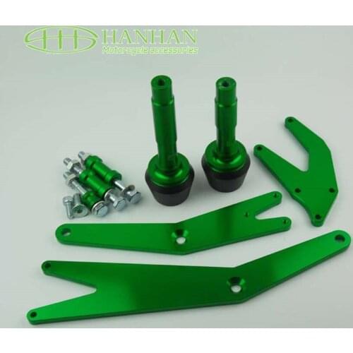 Free shipping ! MOTORCYCLE CNC New Engine Cover Frame Sliders Crash Protector For KAWASAKI NINJA250 NINJA300 2013-2015 -Green
