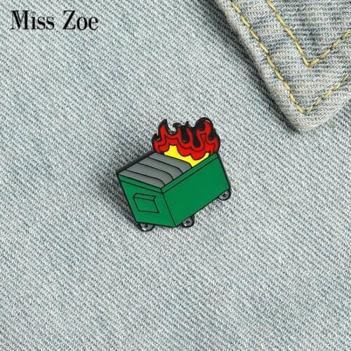 Fire Trash Can Enamel Pin Custom Funny Crazy 2020 Brooches Shirt Lapel Bag Badge Cartoon Jewelry Gift for Friends
