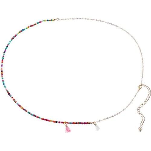 Boho Women Bead Waist Chain Belt Bohemian Body Jewelry Waist Chain Beach Charm Bikini Belly Colorful Body Chain for Women