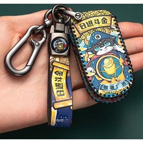 Leather Key Cover Remote Case for Jeep Renegade Grand Cherokee WK2 Compass Wrangler Keyfobs Shell Chain Holder Car Accessories