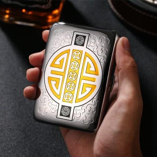 Automatic Cover Metal Pure Copper Plate Cigarette Case Ultra-thin Mens Portable Smoking Accessories Gadget Personality Gift