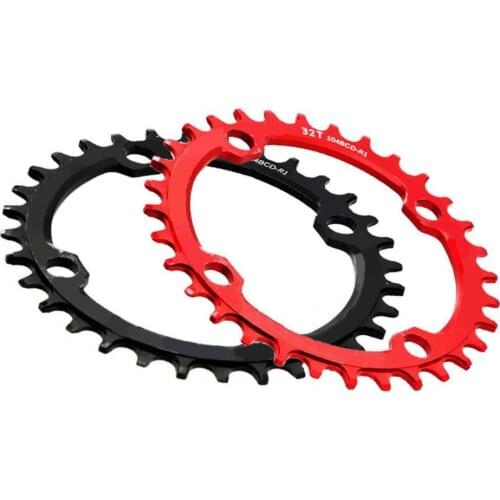 Black Aluminum Easy To Install Replacement Parts For Sports Bikes 32T/34T/36T/38T 104BCD MTB Bike Round Narrow Wide Chainring