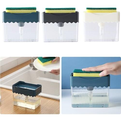 2 in 1 Manual Press Liquid Soap Dispenser with Washing Sponge Soap Dispenser Soap Pump Sponge Caddy New Creative Kitchen