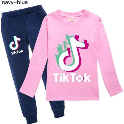 TIK TOK Cartoon Print Boy Clothes Set Girl Sweatshirt+Pants 2 Piece Children Outfits Toddler Kids Sport Suits