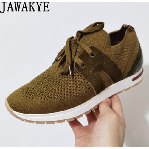 Knitted Breathable flat Sneakers Shoes Woman Lace up Sports Shoes Women Comfortable Elastic Leisure Run Shoes Real picture