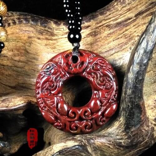 Kaiguang chicken blood jade double Chen pendants mens zodiac protector life Buddha Necklace exorcism