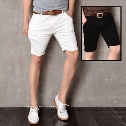 Hot 2021 Summer Men Shorts Solid Color Knee Length Mid Rise Loose Shorts for Party Casual Shorts Mens Denim Man Home Shorts