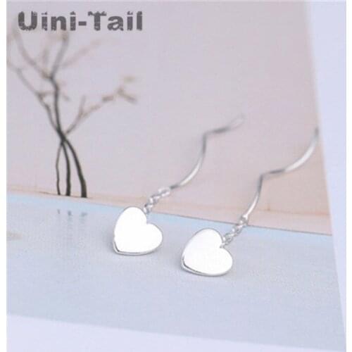 Uini-Tail hot new original 925 sterling silver heart-shaped ear wire Korean fashion tide flow small fresh heart earrings GN924