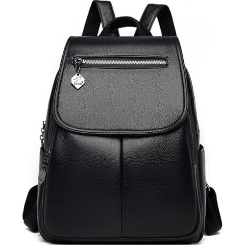 Women PU Leather Backpack Shoulder Bag For Teenage Girls Multi-Function Bagpack Ladies School Backpack