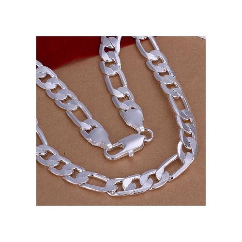 En gros 12 MM HOMMES Figaro CHAiNE COLLIER 20 pouce, argent plaque de Haute Qualite chaine collier BIJOUX pour hommes n196