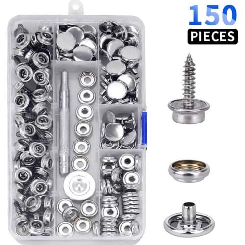 Canvas Snap Kit Tool,Metal Screws Snaps Marine Grade 3/8" Socket Boat Canvas Snaps with 2 Setting Tool for Boat Cover Furniture
