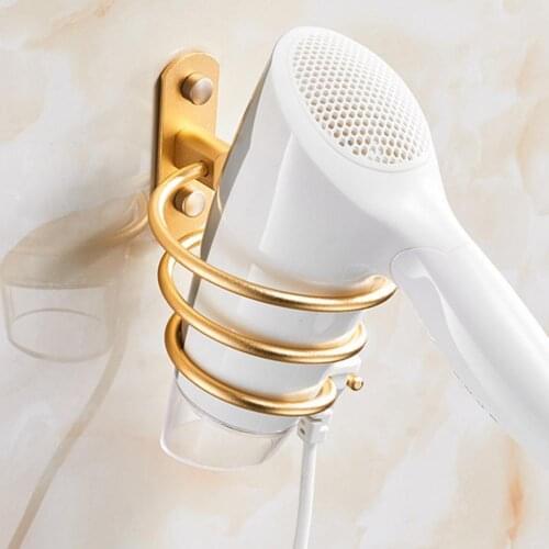 Wall Mounted Hair Dryer Holder Waterproof Air Blower Holder Self-adhesive Simple Air Blower Rack Space Saving Salon Organizer