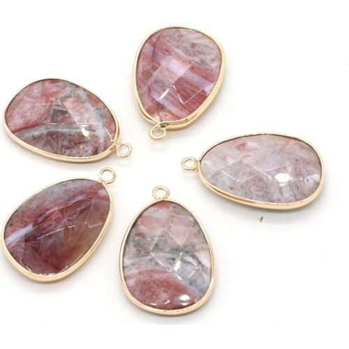 Natural Amazonites Stone Gems Pendant Manganites Agates Druzy Pendants Female Jewelry DIY Necklace Bracelets Making 23x34mm