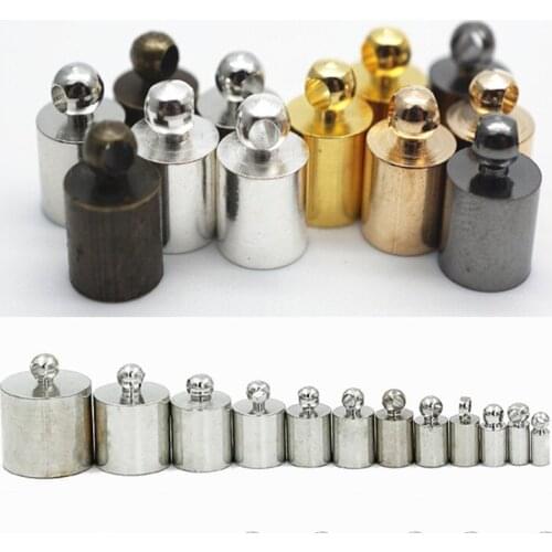 50pcs/lot Tassel Leather Cord End Crimp Caps Beads 3 4 5 6 7 8 9 10 mm End Tip Cap For DIY Necklace Jewelry Making Findings