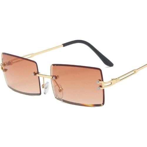 Rimless Square Frame Sunglasses For Women Eyeglasses Luxury Brand Designer Oversize Sun Glasses Vintage Lunette Shades oculos