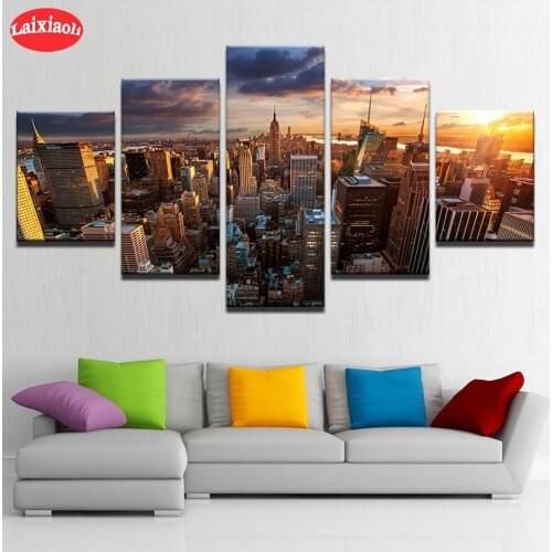 Full diamond painting sunset city scenery pictures for embroidery diamond mosaic paintings wall stickers decoration