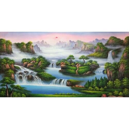 Hand Painted Modern Oil Painting on Canvas Chinese-style landscape painting Canvas Painting Wall Art Picture for Home Decoration