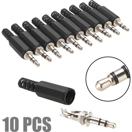 10pcs 3.5mm 1/8" Male Plug Black Microphone Plug High Quality Mono Stereo Audio Jack Plug Earphone Adapter Connector