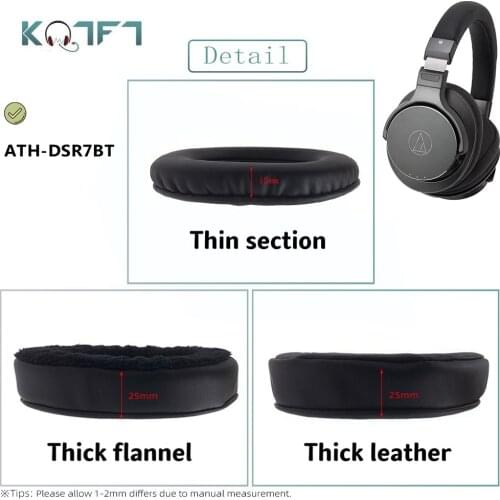 KQTFT 1 Pair of Velvet leather Replacement EarPads for Audio-technica ATH-DSR7BT Headset Earmuff Cover Cushion Cups