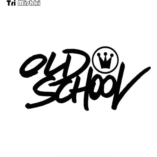 Tri mishki HZX1382 text old school with crown car sticker Vinyl Decals Waterproof sticker on Car Body Rear Window