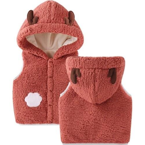 Unisex Hooded Kids Vest Polyester Girl Clothes Sleeveless Cartoon Outwear Coat Boy Clothes Solid Autumn Boys Clothing Winter