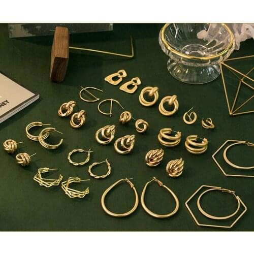 X&P 2021 Trend Gold Color Earrings For Women Multiple Trendy Round Geometric Drop Statement Earrings Fashion Party Jewelry Gift