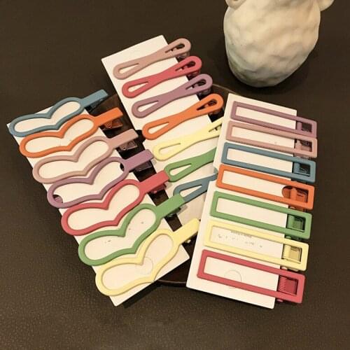 7pcs Women Fashion Frosted Hair Clips Korean Solid Color Geometric Side Clip