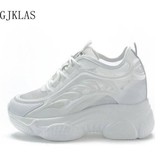 Platform Shoes Wedge Sneakers Woman Vulcanize Shoes Breathable Casual Shoes Outdoor Light Weight White High Heel Sneakers Women