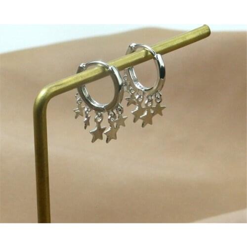 Simple 925 Sterling Silver Tassel Star Stud Earrings For Women Party Jewelry Female pendientes eh028