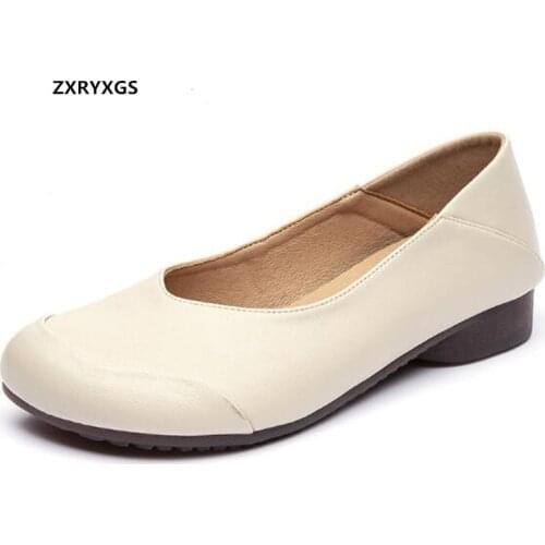 Promotion 2021 Autumn Square Toe Loose Comfortable Shoes Genuine Leather Shoes Flat Soft Sole Women Shoes Casual Trendy Shoes